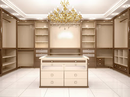 High-end closet design with premium lighting