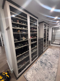 Walk-in closet installation with custom shelving